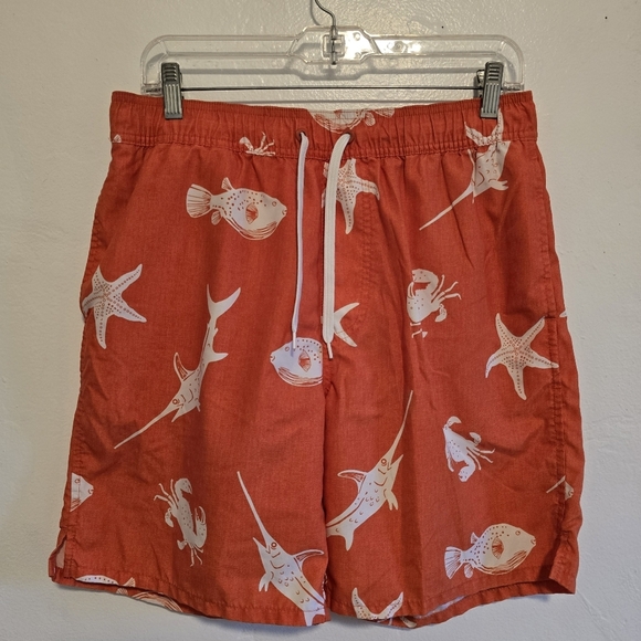 Old Navy - Marine Print Orange Swim Trunks - Picture 15 of 15